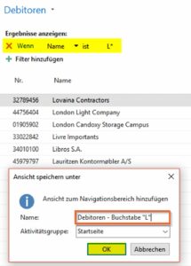Dynamics NAV 2017 - Filterausdruck benennen