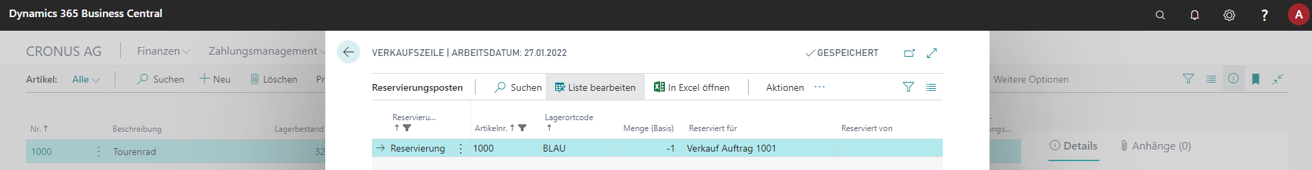 Item Reservation in Dynamics 365 Business Central