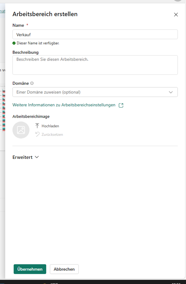Arbeitsbereich erstellen