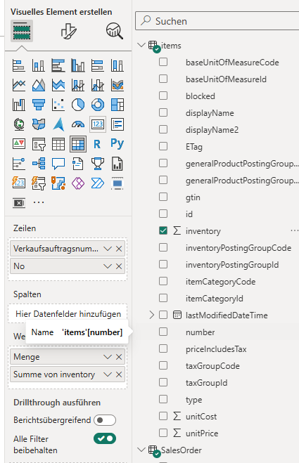 Inventory Spalte in Werte ziehen