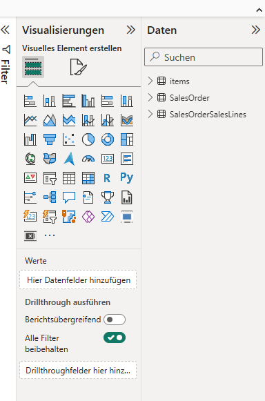 zu Verfügung stehende Visuals